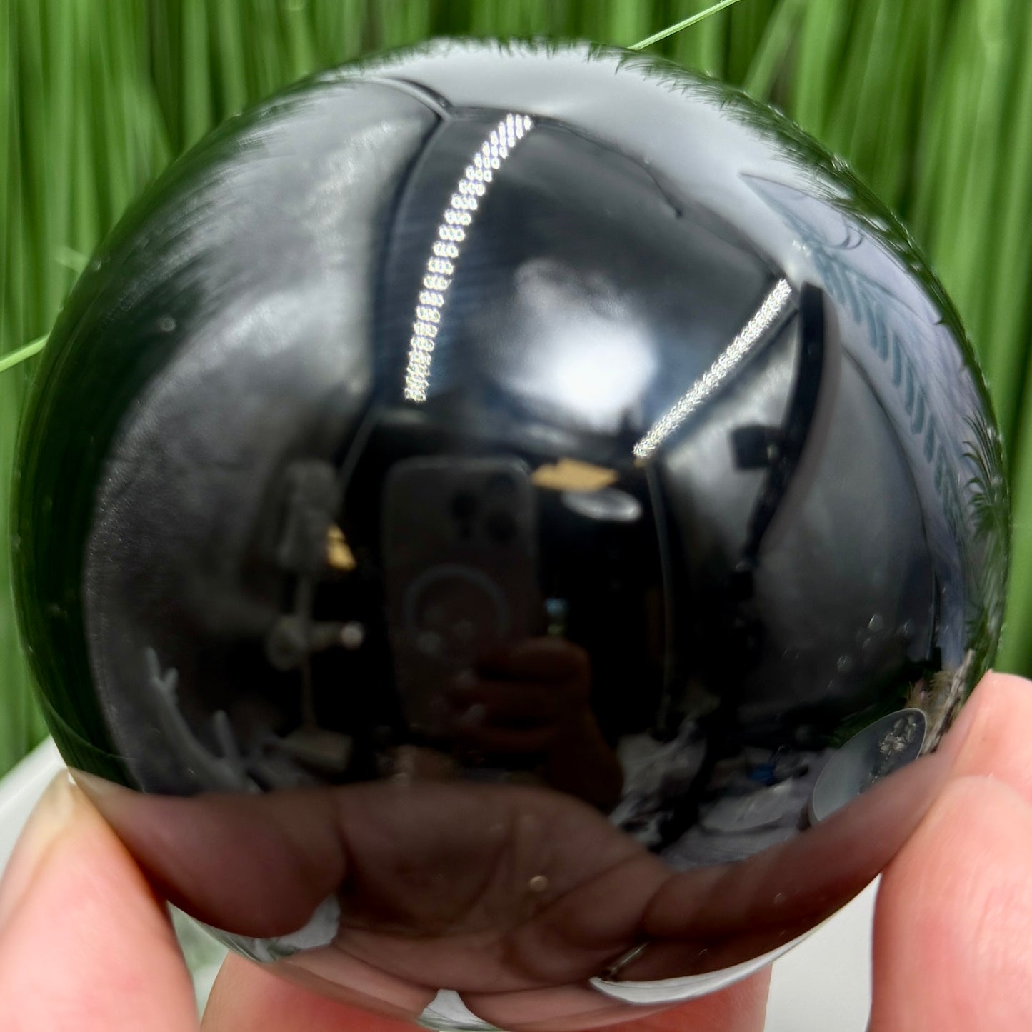 Black Obsidian Sphere Crystal Ball 408g 69mm Diameter