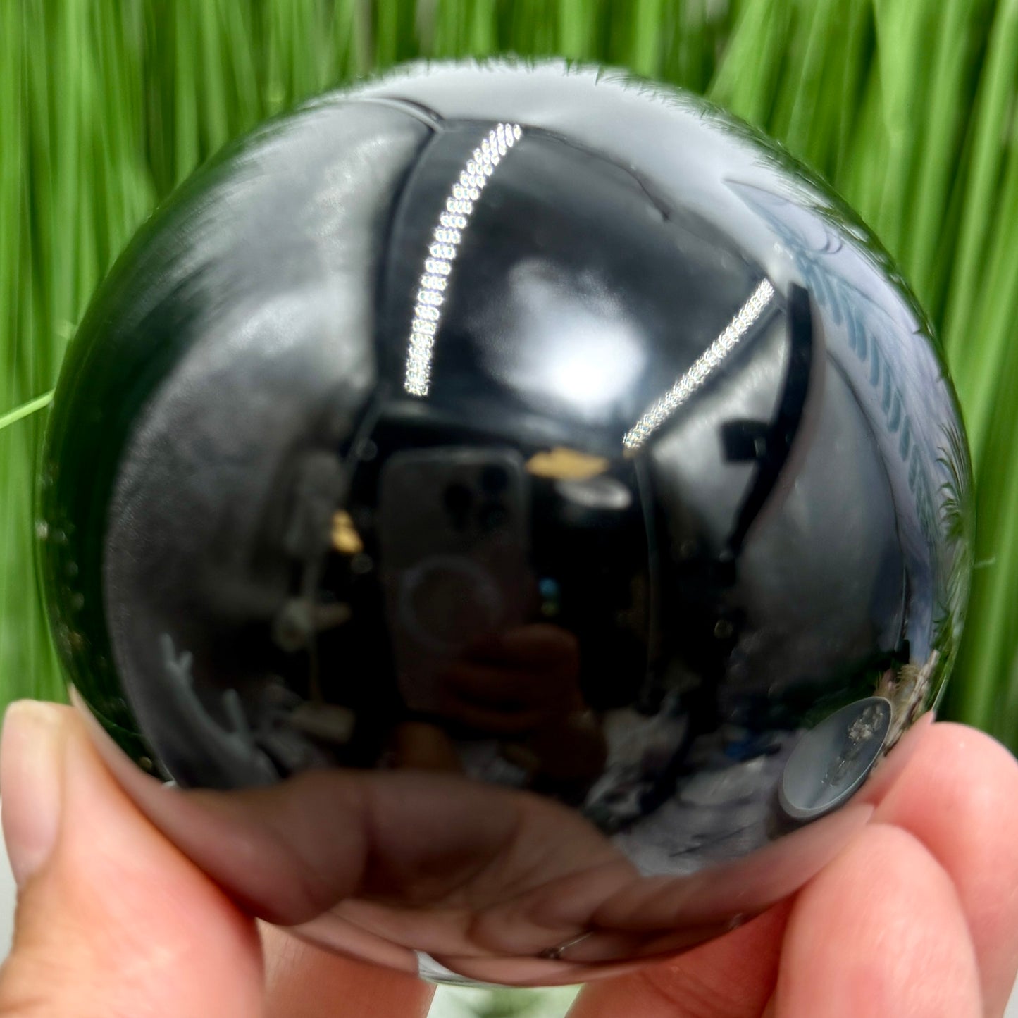 Black Obsidian Sphere Crystal Ball 408g 69mm Diameter