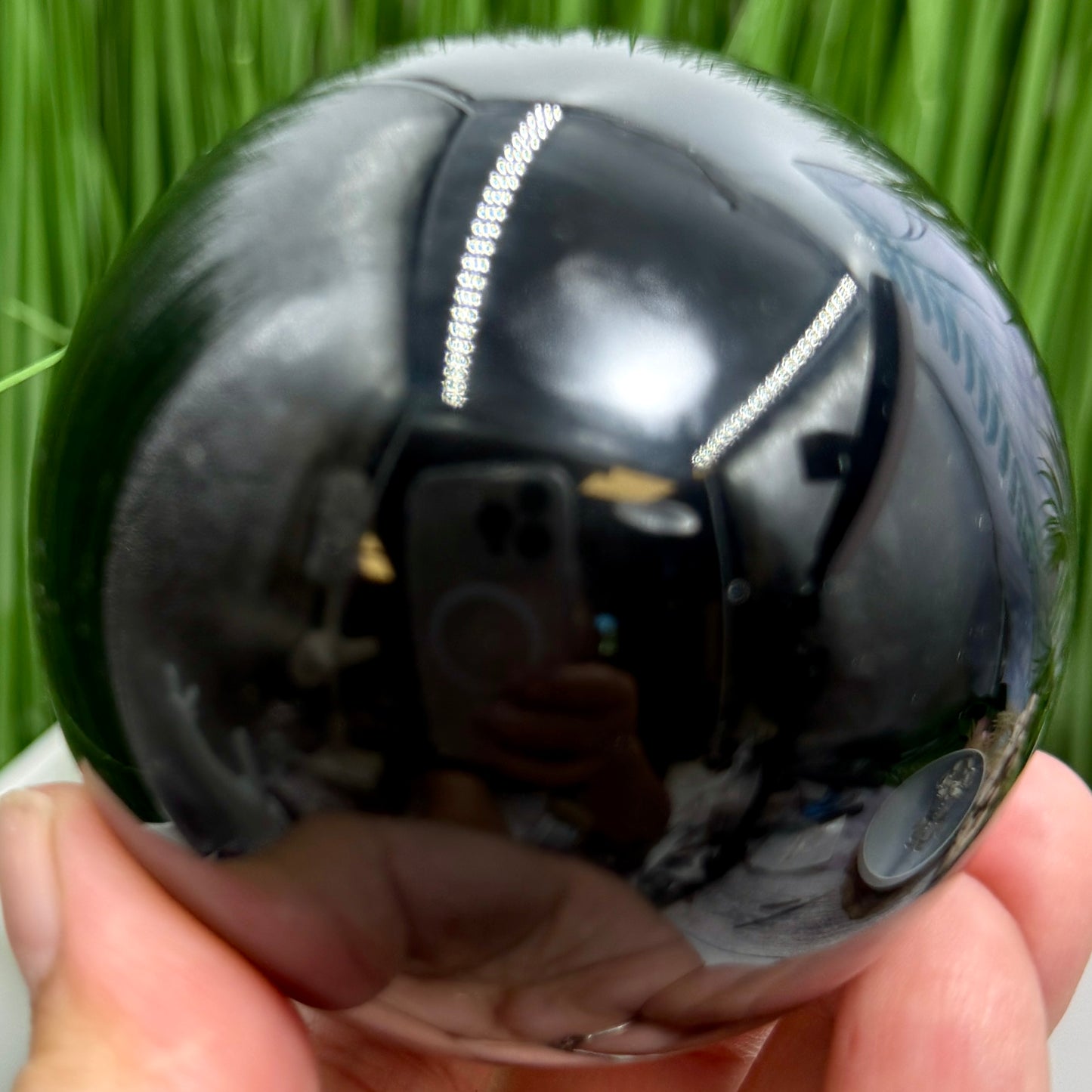 Black Obsidian Sphere Crystal Ball 408g 69mm Diameter
