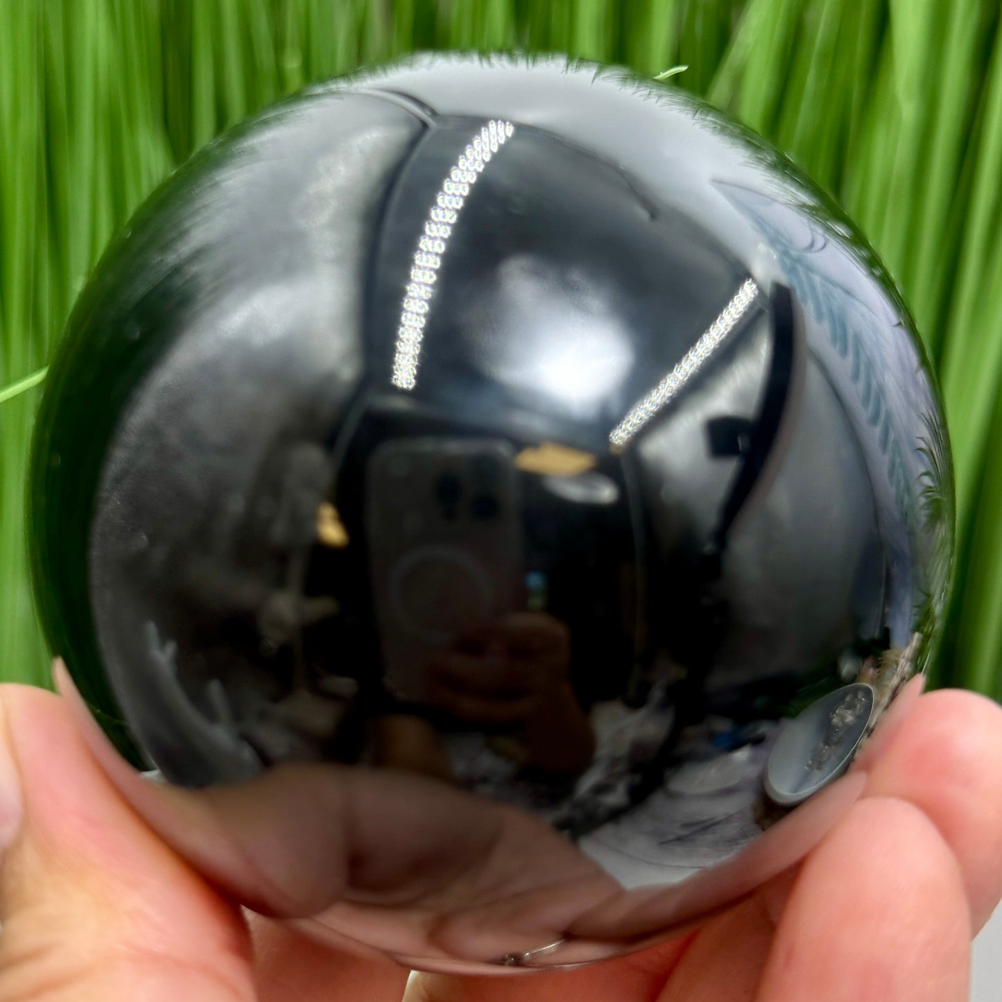 Black Obsidian Sphere Crystal Ball 408g 69mm Diameter