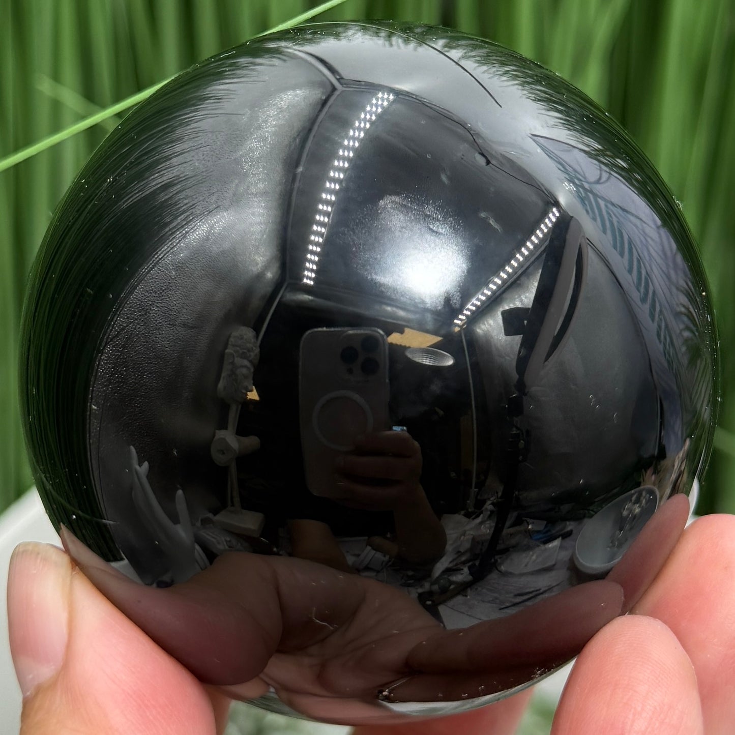 Black Obsidian Sphere Crystal Ball 408g 69mm Diameter