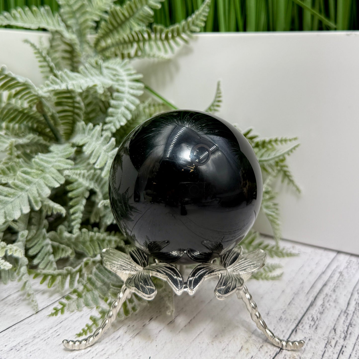 Black Obsidian Sphere Crystal Ball 410g 69mm Diameter