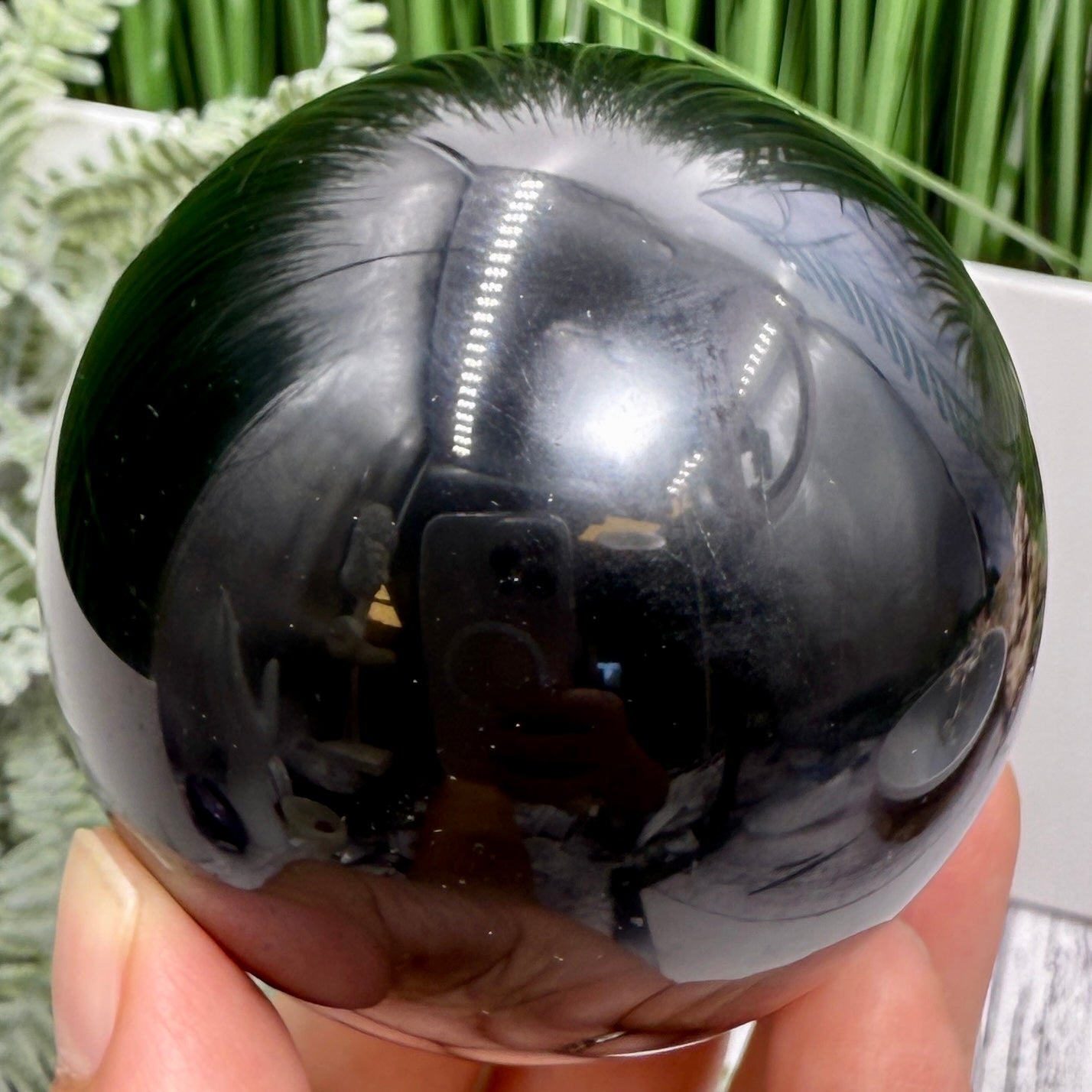 Black Obsidian Sphere Crystal Ball 410g 69mm Diameter