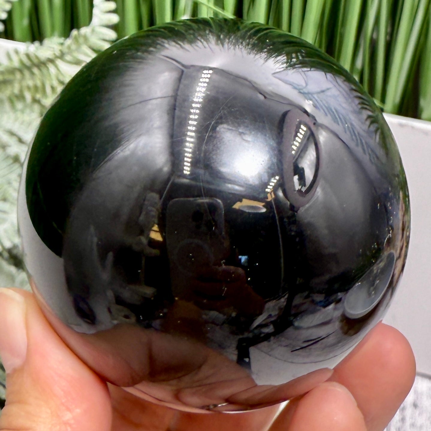 Black Obsidian Sphere Crystal Ball 410g 69mm Diameter