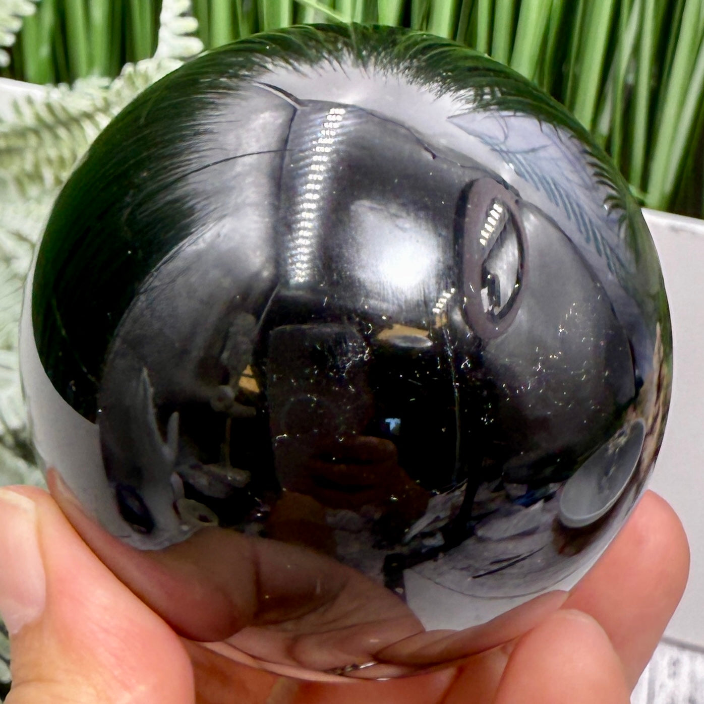 Black Obsidian Sphere Crystal Ball 410g 69mm Diameter