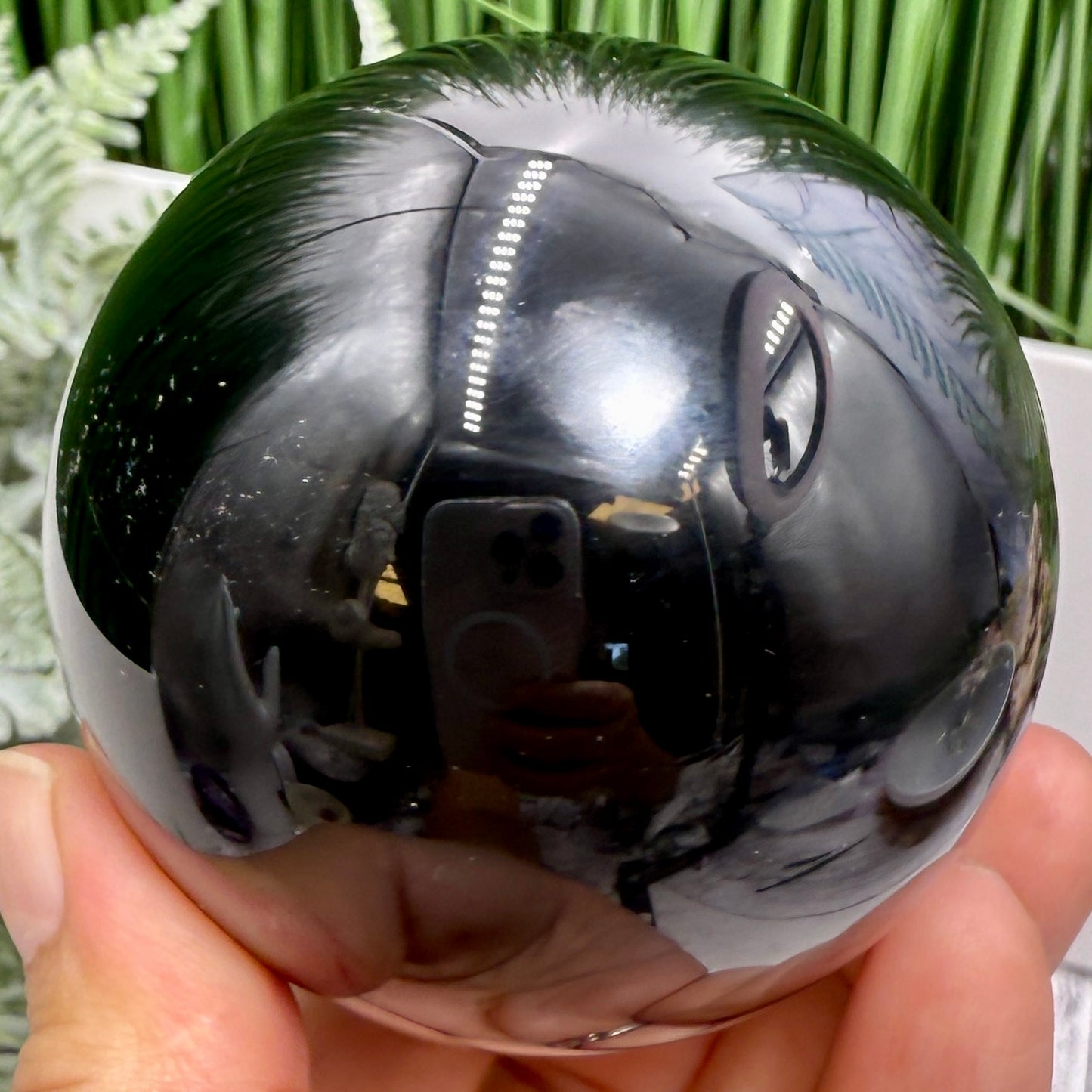 Black Obsidian Sphere Crystal Ball 410g 69mm Diameter