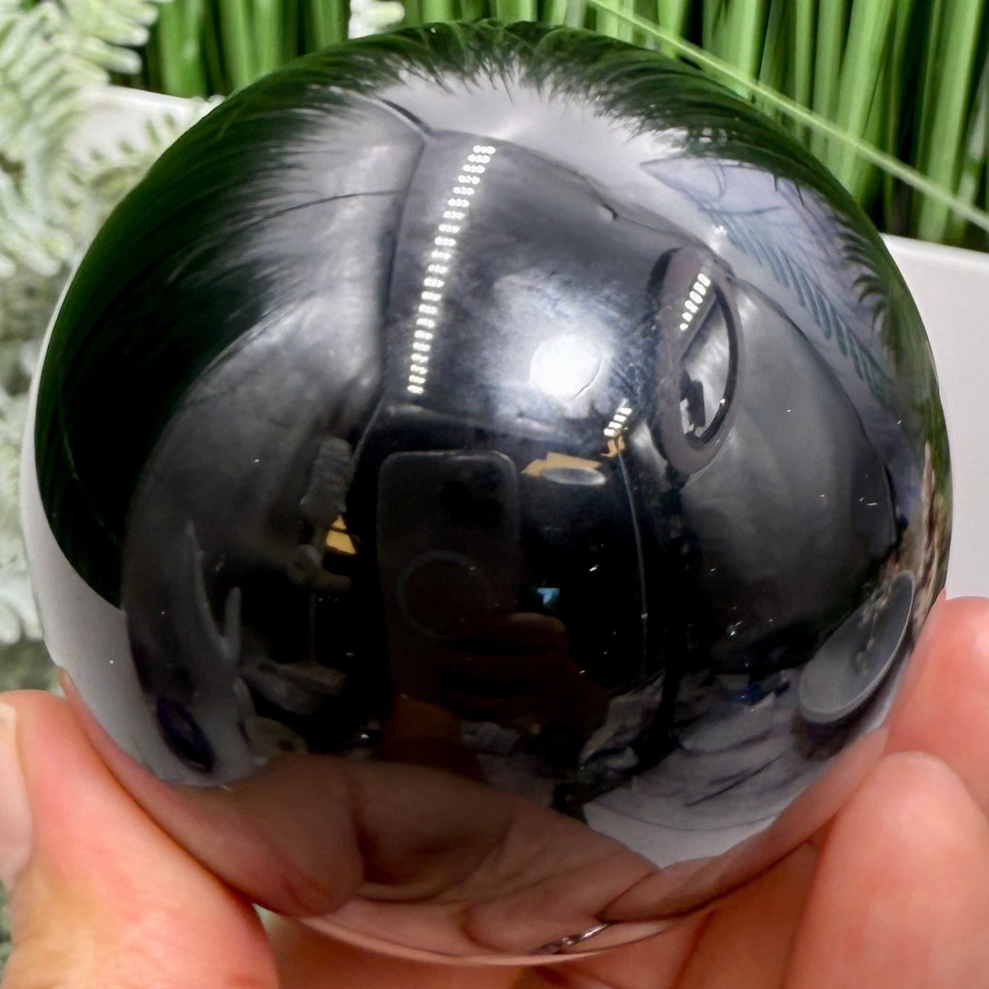 Black Obsidian Sphere Crystal Ball 410g 69mm Diameter