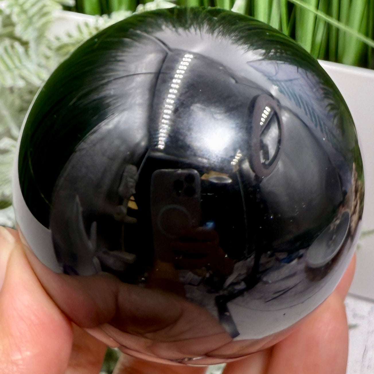 Black Obsidian Sphere Crystal Ball 410g 69mm Diameter