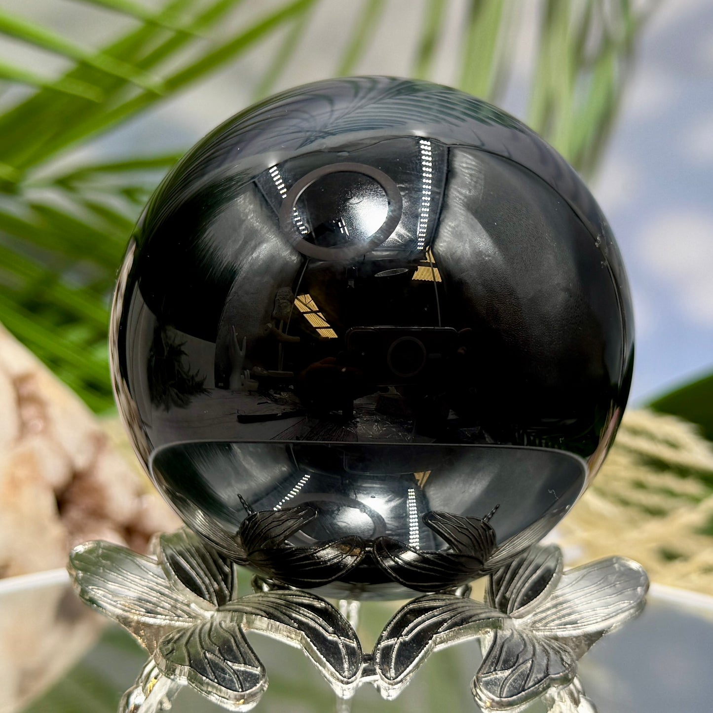 Black Obsidian Sphere Crystal Ball 361g 66mm Diameter
