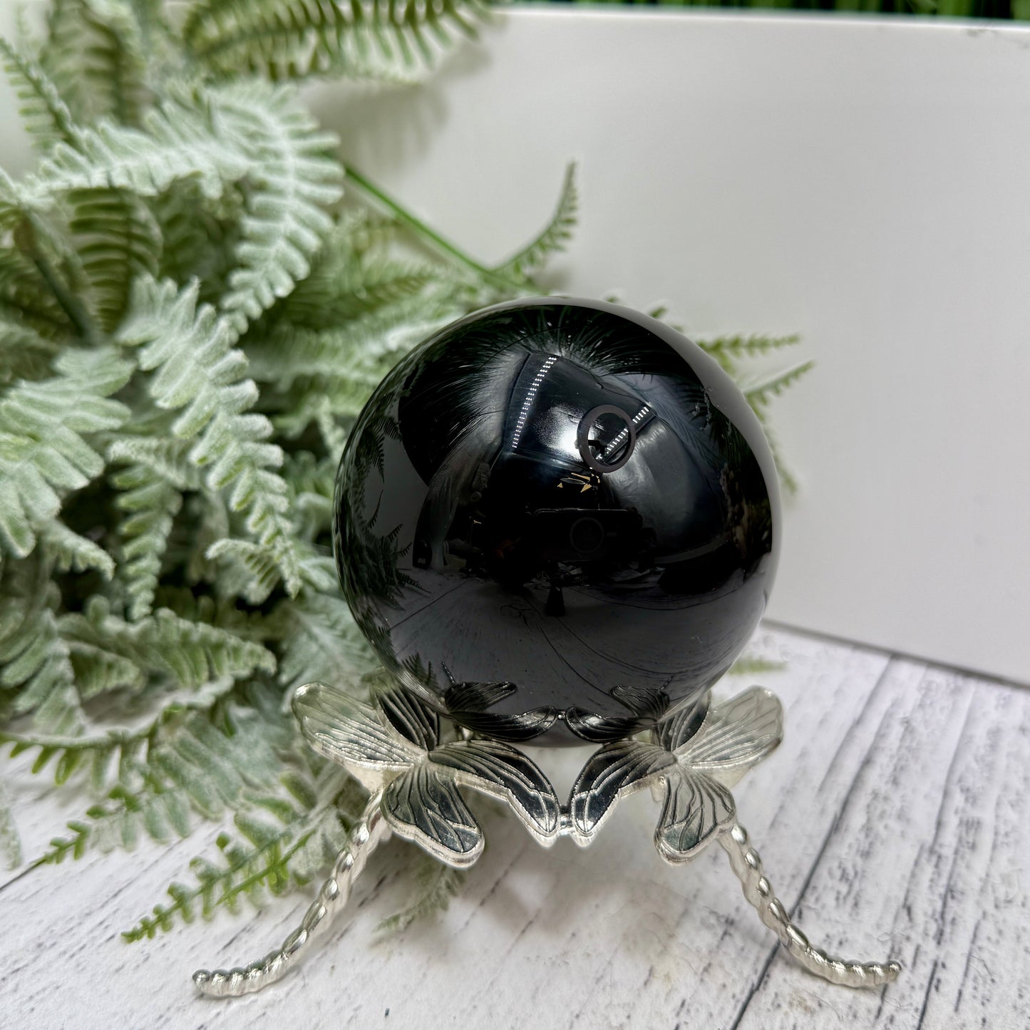 Black Obsidian Sphere Crystal Ball 361g 66mm Diameter