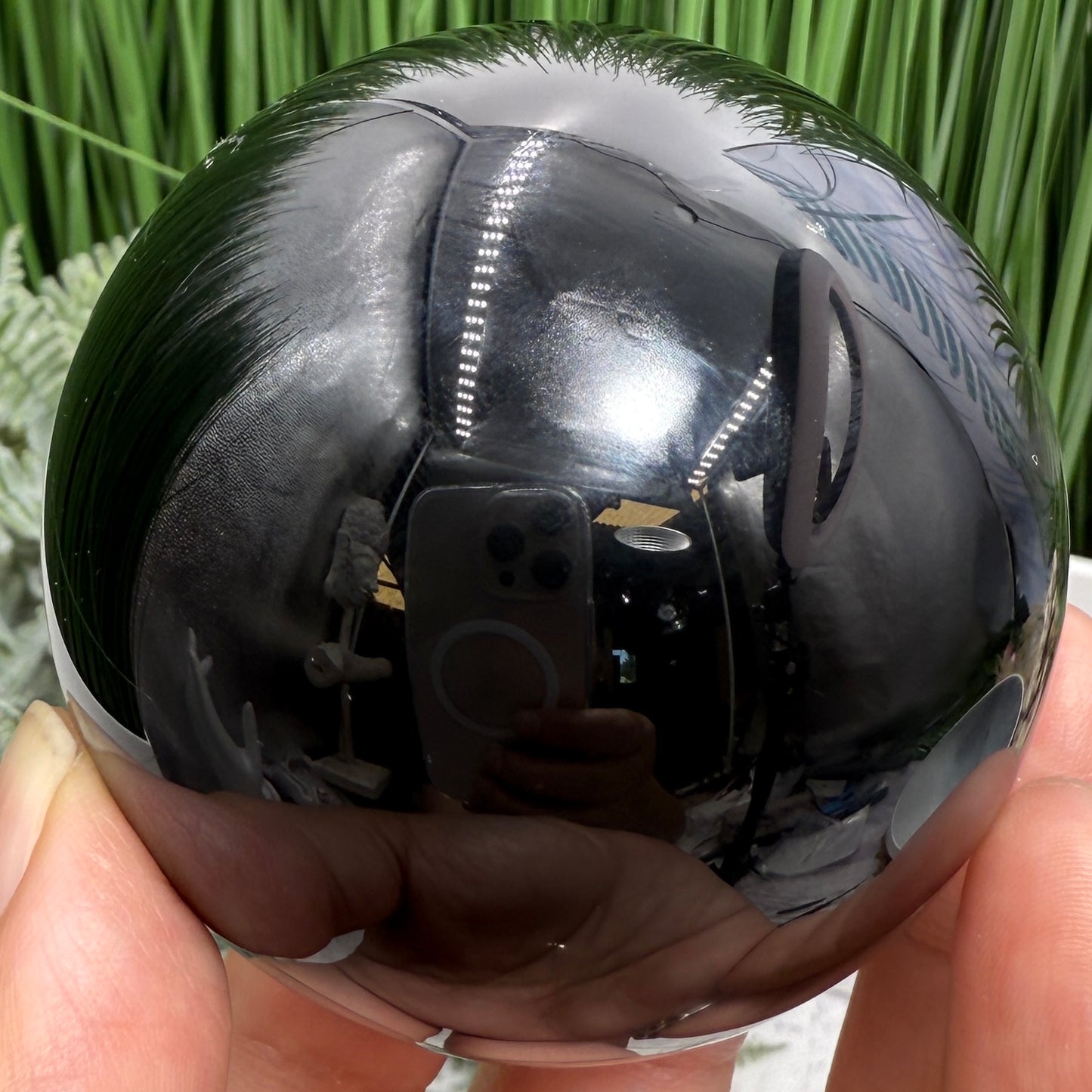 Black Obsidian Sphere Crystal Ball 361g 66mm Diameter