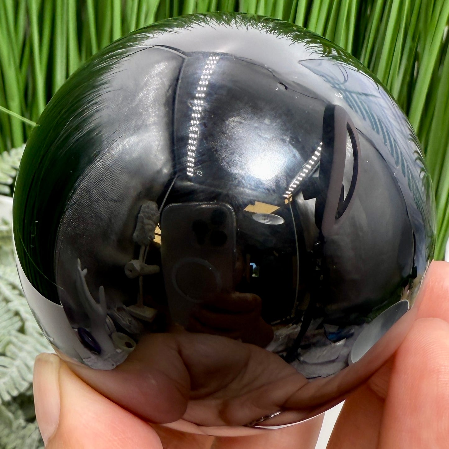 Black Obsidian Sphere Crystal Ball 361g 66mm Diameter