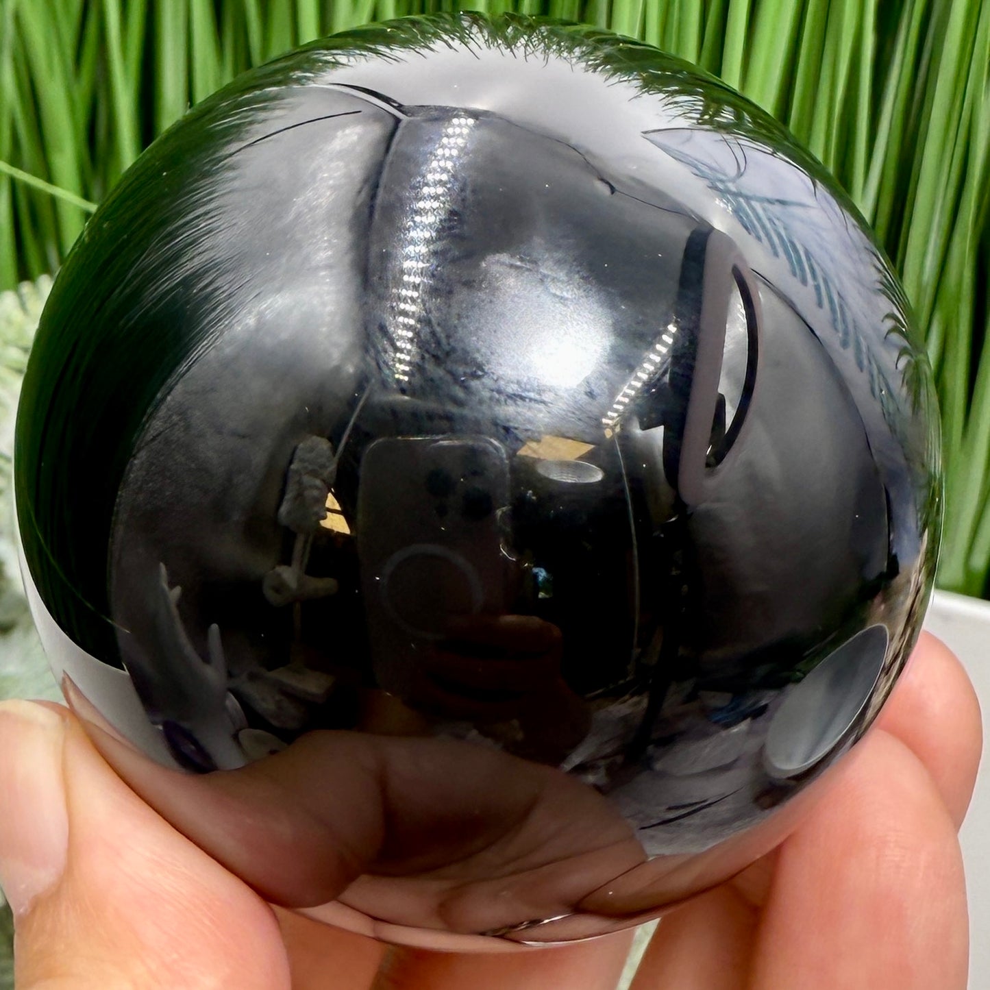 Black Obsidian Sphere Crystal Ball 361g 66mm Diameter