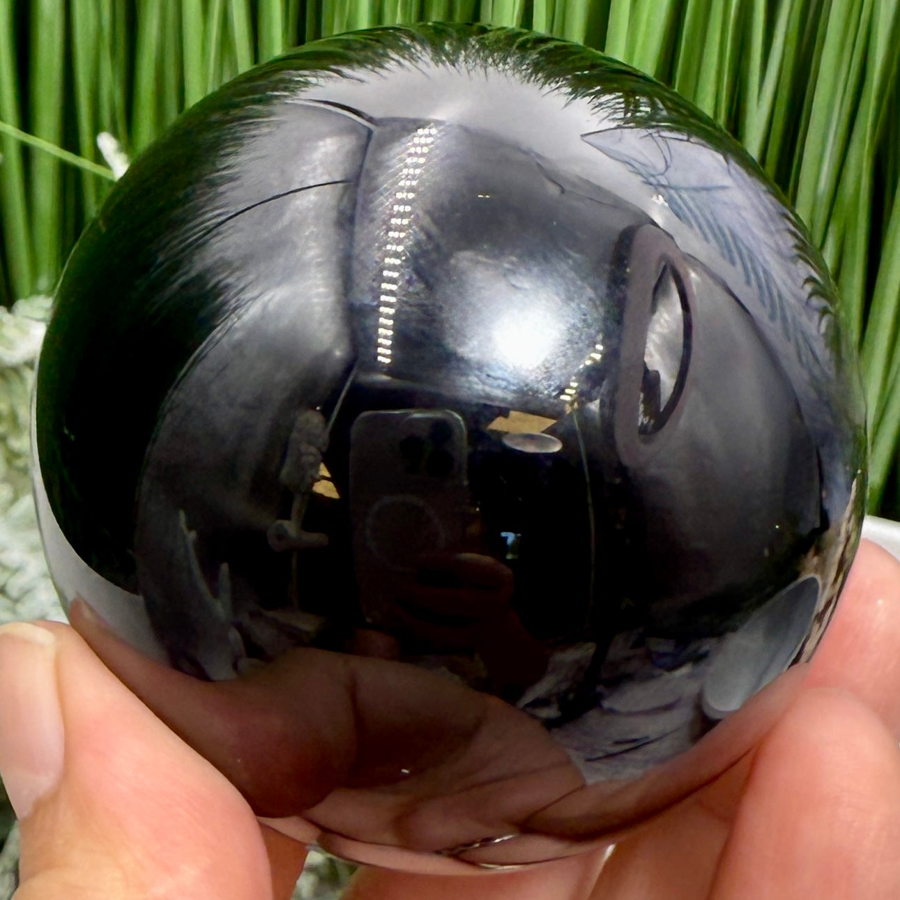 Black Obsidian Sphere Crystal Ball 361g 66mm Diameter
