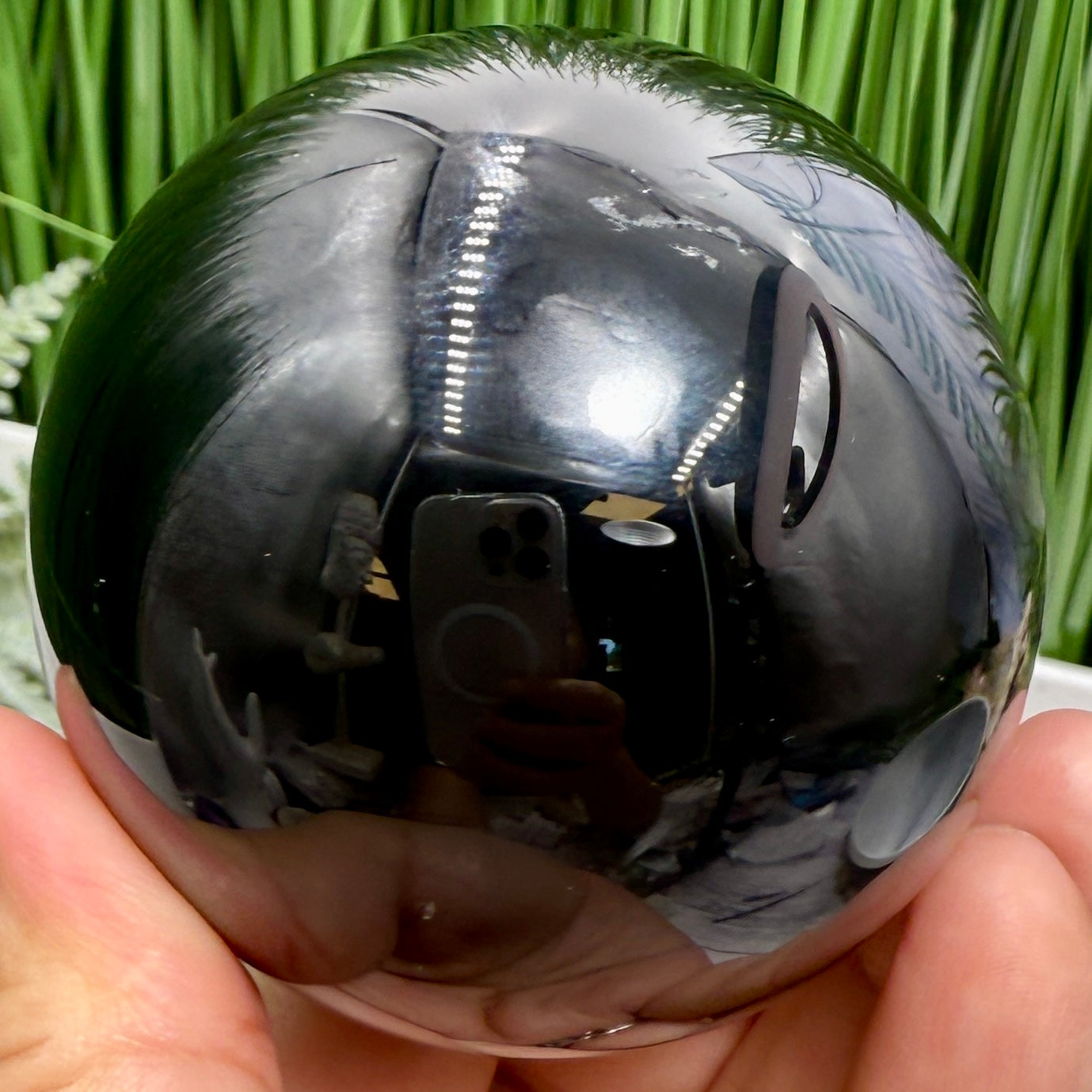 Black Obsidian Sphere Crystal Ball 361g 66mm Diameter