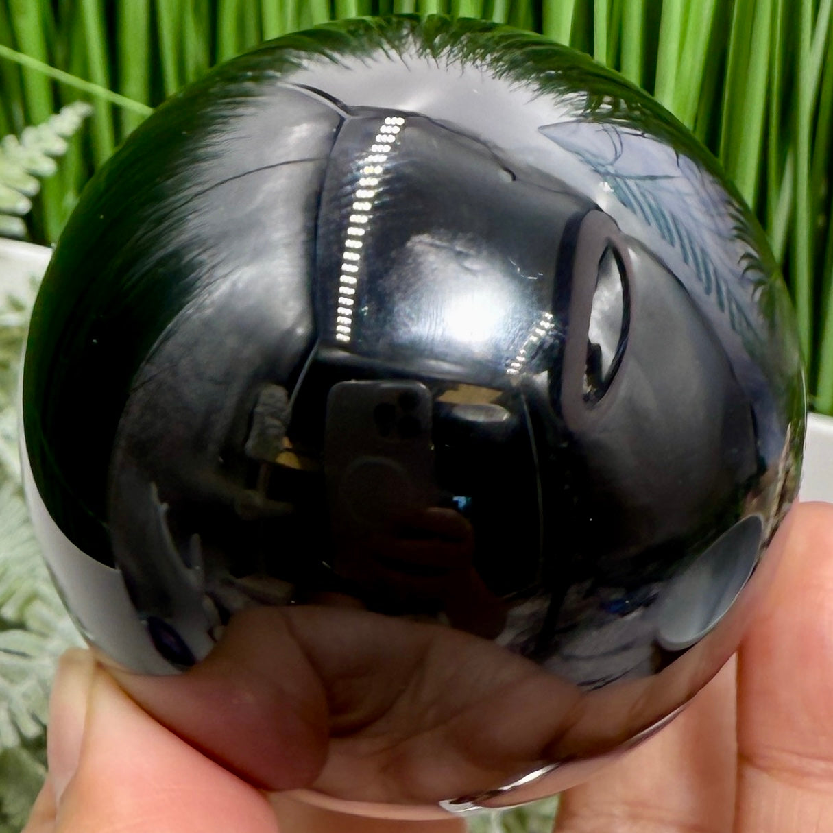 Black Obsidian Sphere Crystal Ball 361g 66mm Diameter