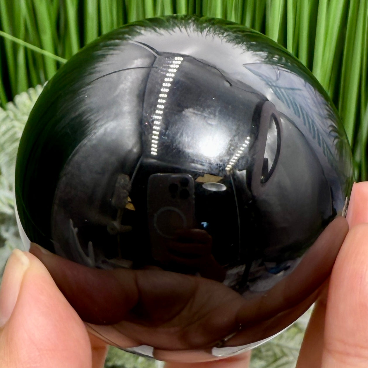 Black Obsidian Sphere Crystal Ball 361g 66mm Diameter