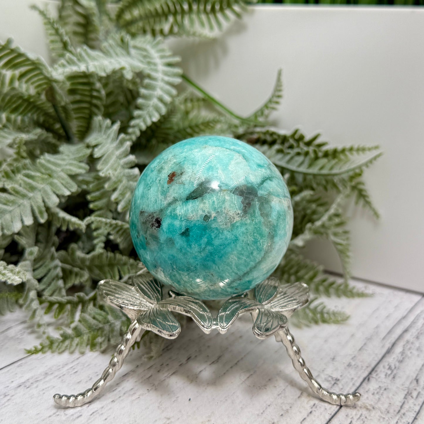 Amazonite with Smoky Quartz Sphere Healing Crystal Ball 251g 57mm Diameter