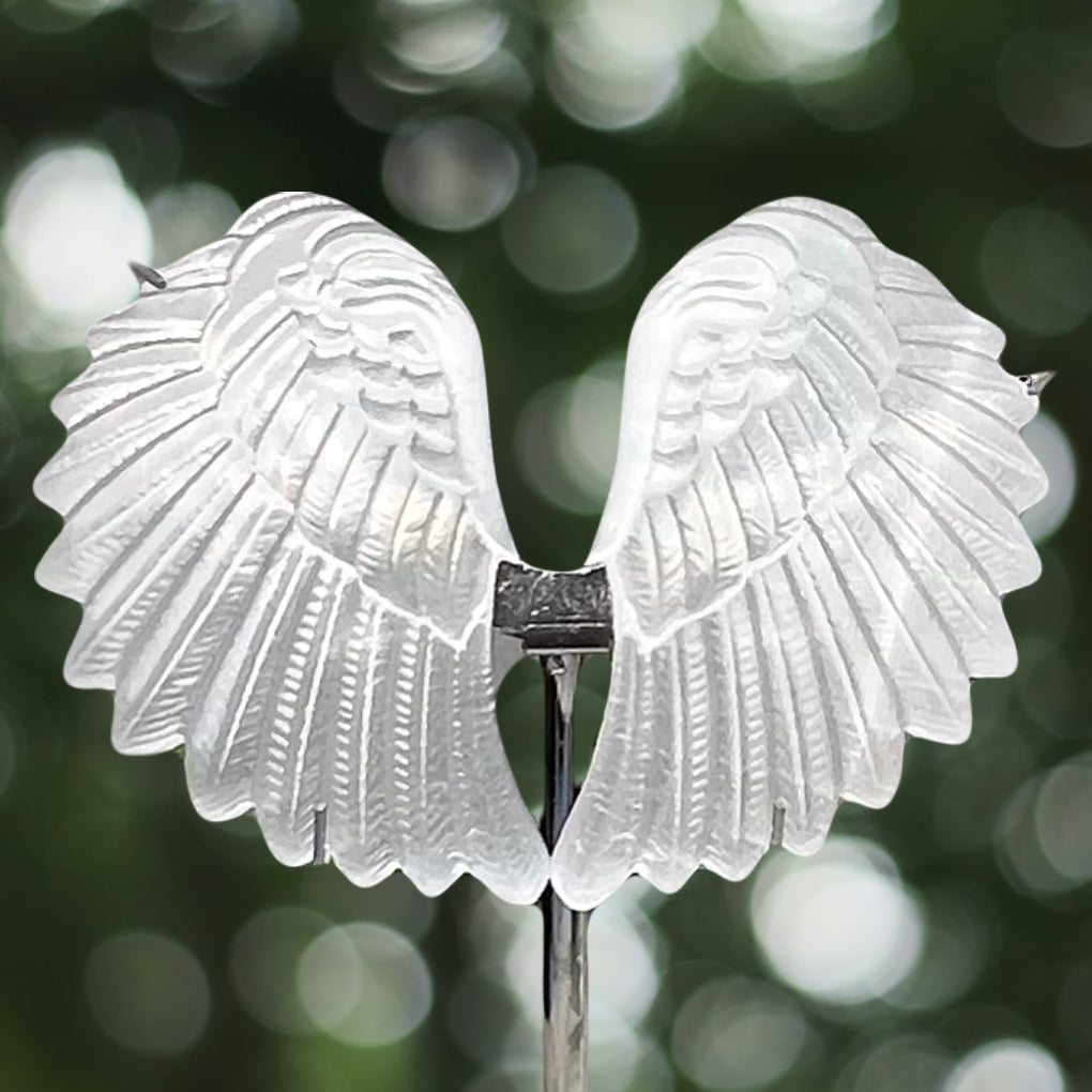 Satin Spar Selenite Angel Wings with Stand Crystal Carving