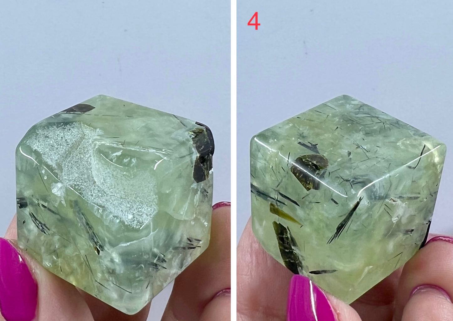 Prehnite with Epidote Cubes Crystal Carving YOU CHOOSE