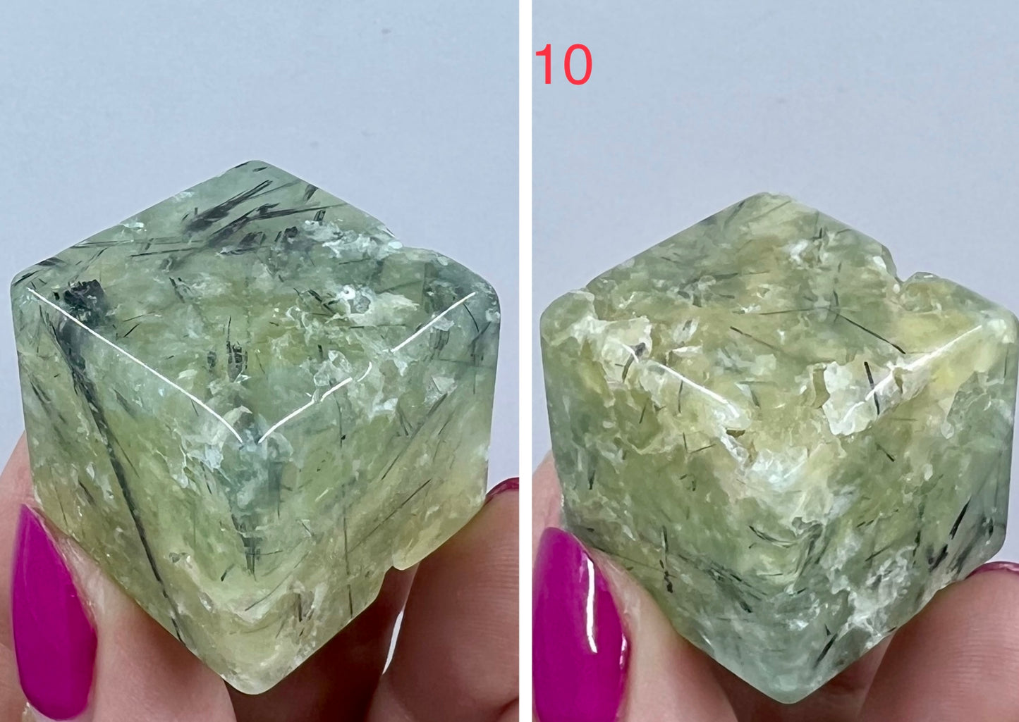 Prehnite with Epidote Cubes Crystal Carving YOU CHOOSE