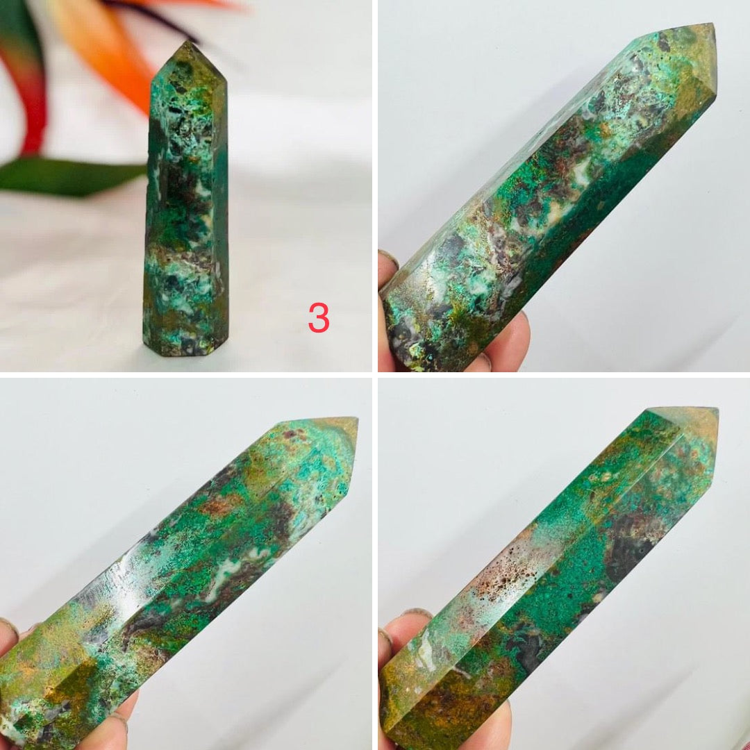 Chrysocolla Malachite Points Towers Crystal Generators YOU CHOOSE