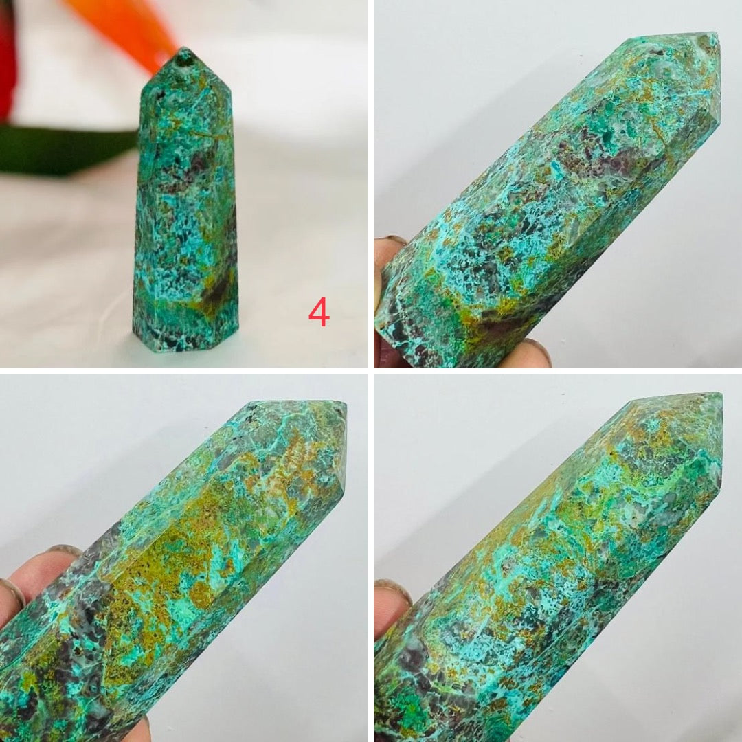 Chrysocolla Malachite Points Towers Crystal Generators YOU CHOOSE