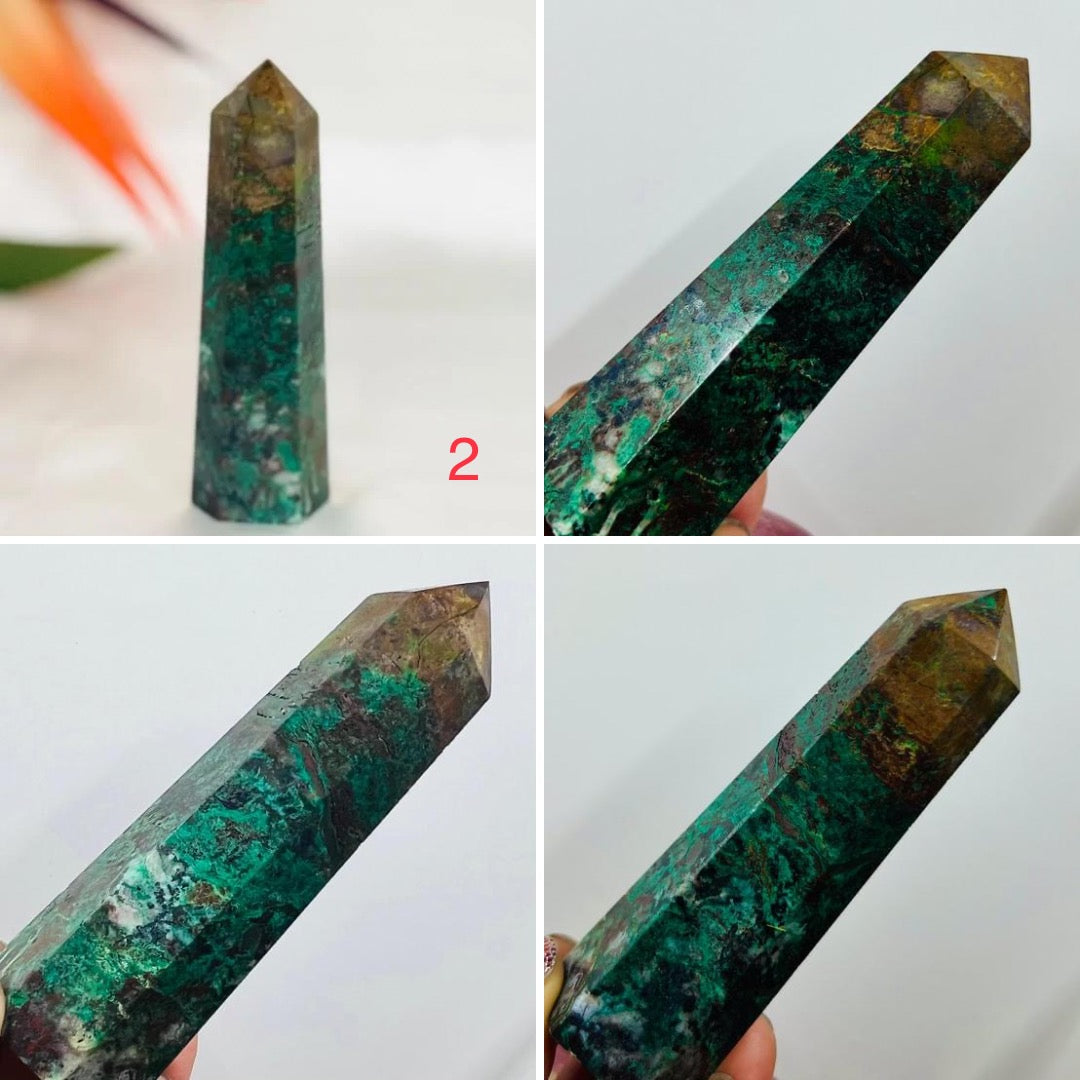 Chrysocolla Malachite Points Towers Crystal Generators YOU CHOOSE