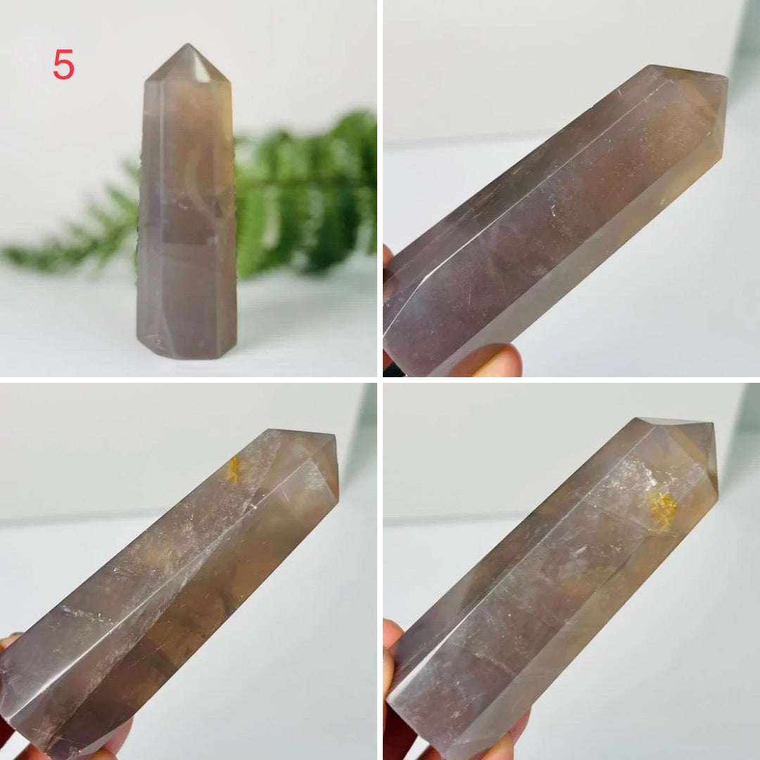 Blue Rose Quartz Golden Healer Quartz Points Towers Crystal YOU CHOOSE