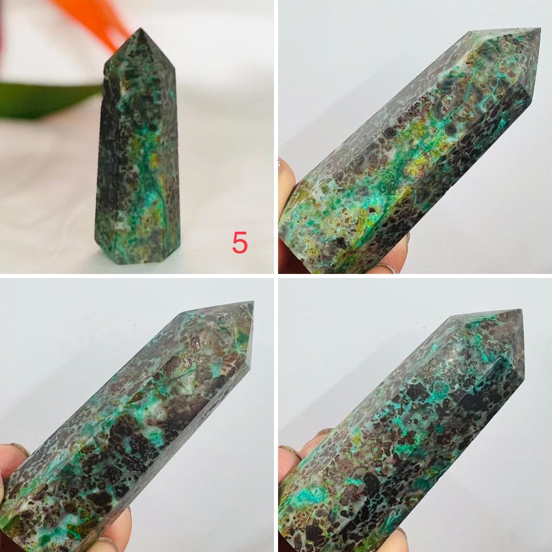 Chrysocolla Malachite Points Towers Crystal Generators YOU CHOOSE