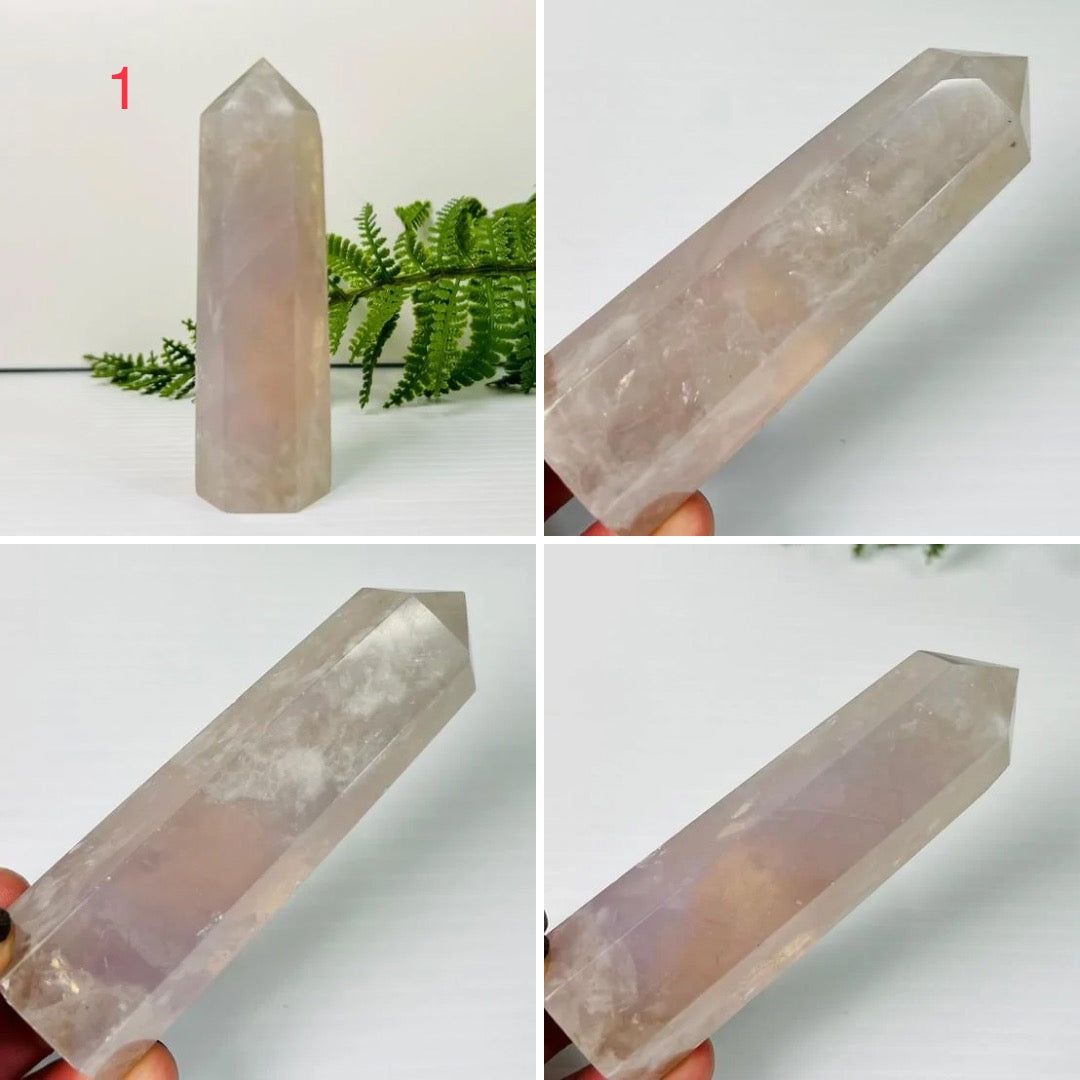 Blue Rose Quartz Golden Healer Quartz Points Towers Crystal YOU CHOOSE