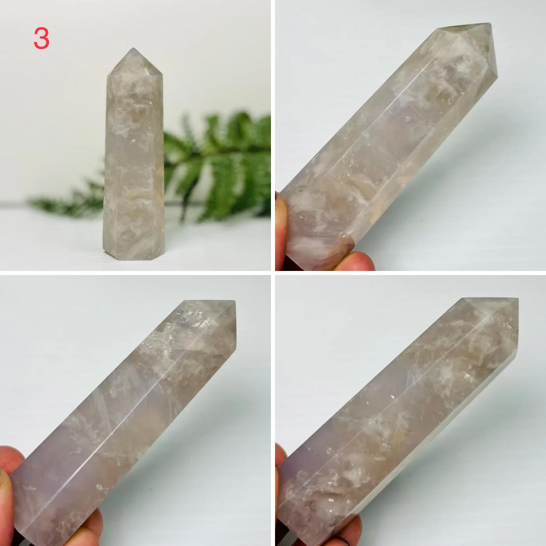 Blue Rose Quartz Golden Healer Quartz Points Towers Crystal YOU CHOOSE