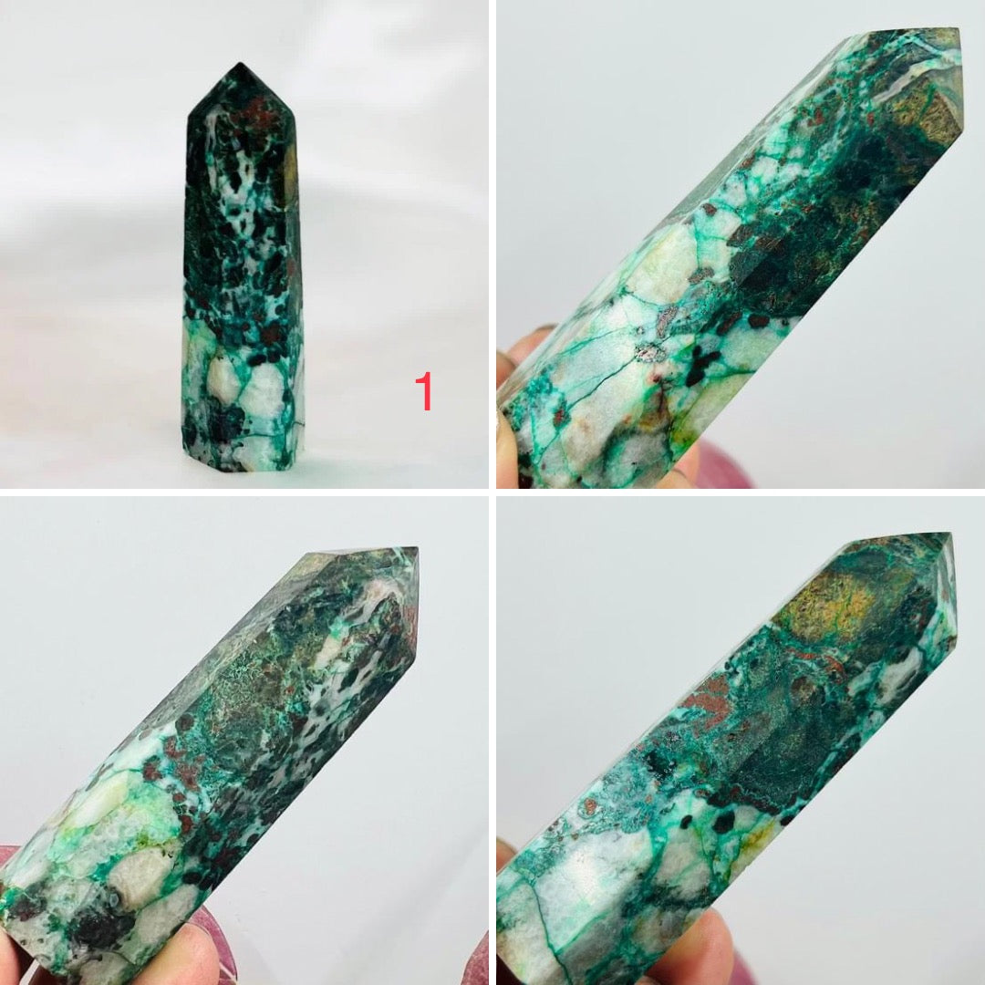 Chrysocolla Malachite Points Towers Crystal Generators YOU CHOOSE