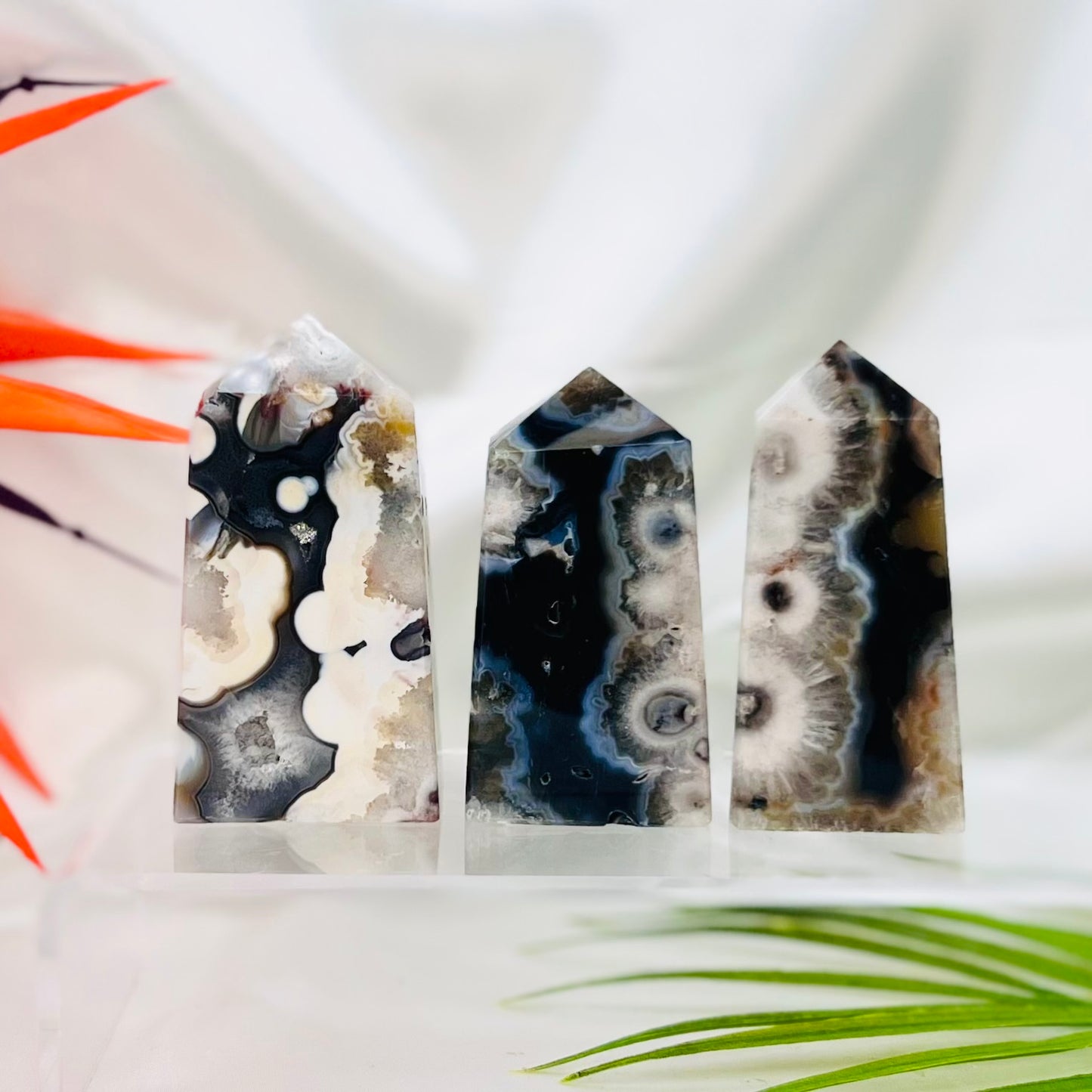 Argentina Black Flower Agate Points Towers Crystal YOU CHOOSE