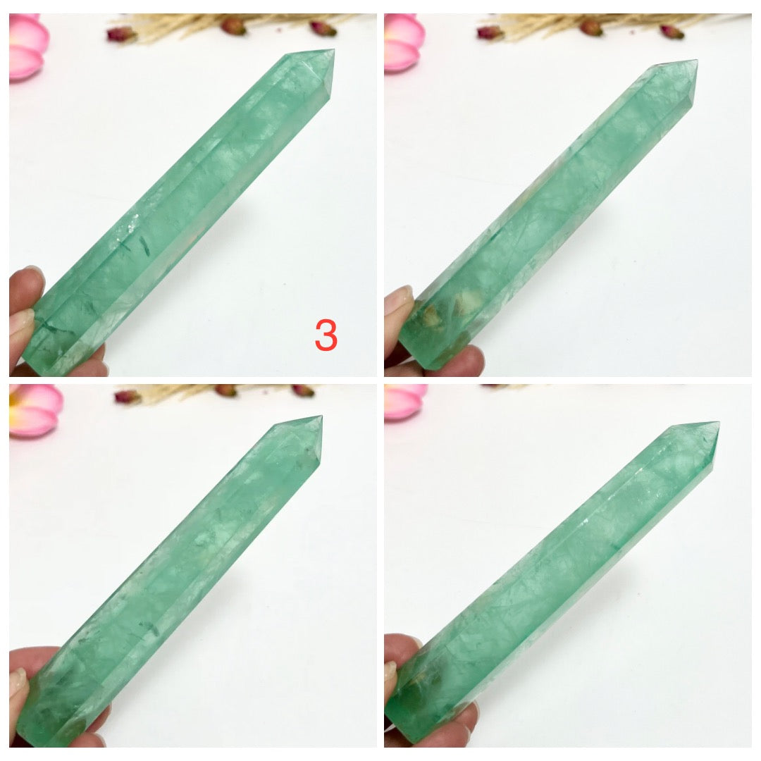 Green Fluorite Points Towers Translucent Crystal Generators YOU CHOOSE