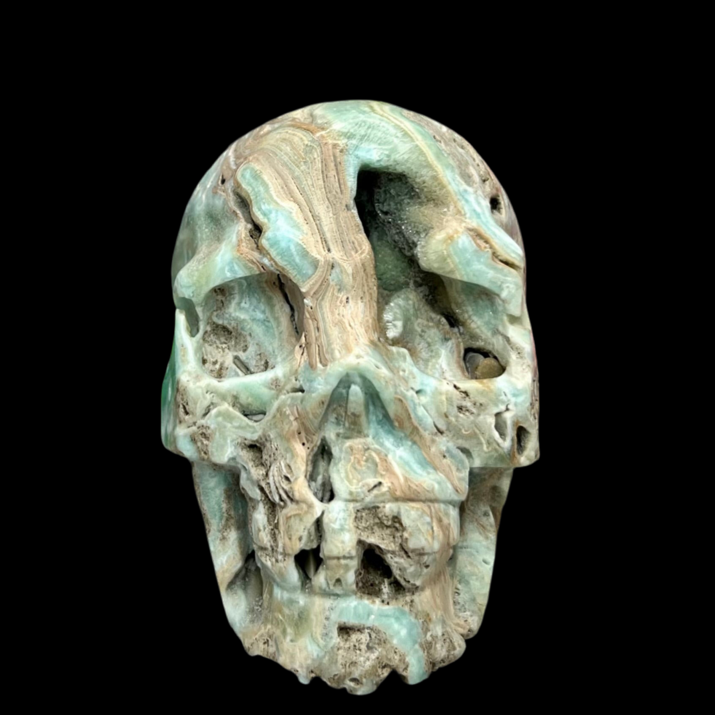 Blue Aragonite Skull Crystal Skull Carving 1086g