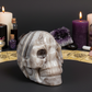 White Crazy Lace Agate Skull Healing Crystal Carving 811g
