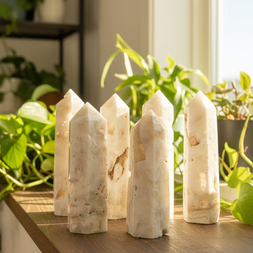 Druzy White Agate Points Towers Crystals YOU CHOOSE