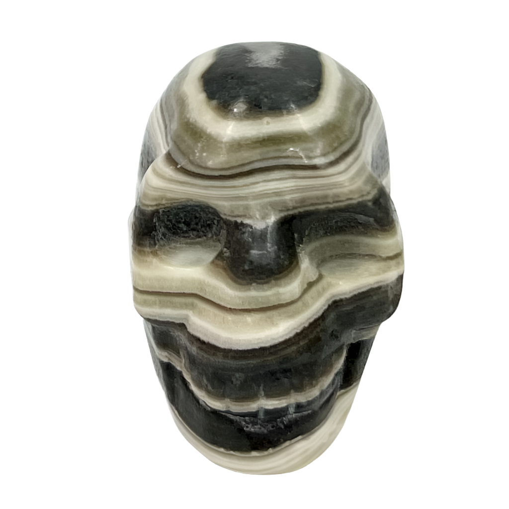 Zebra Phantom Calcite Skull 2 Inches Hand Carved Crystal Carving