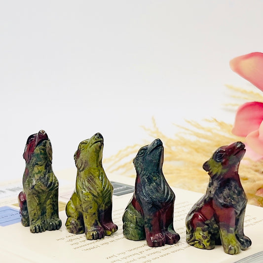 Small Dragons Blood Stone Jasper Wolves Dogs Crystal Carvings YOU CHOOSE