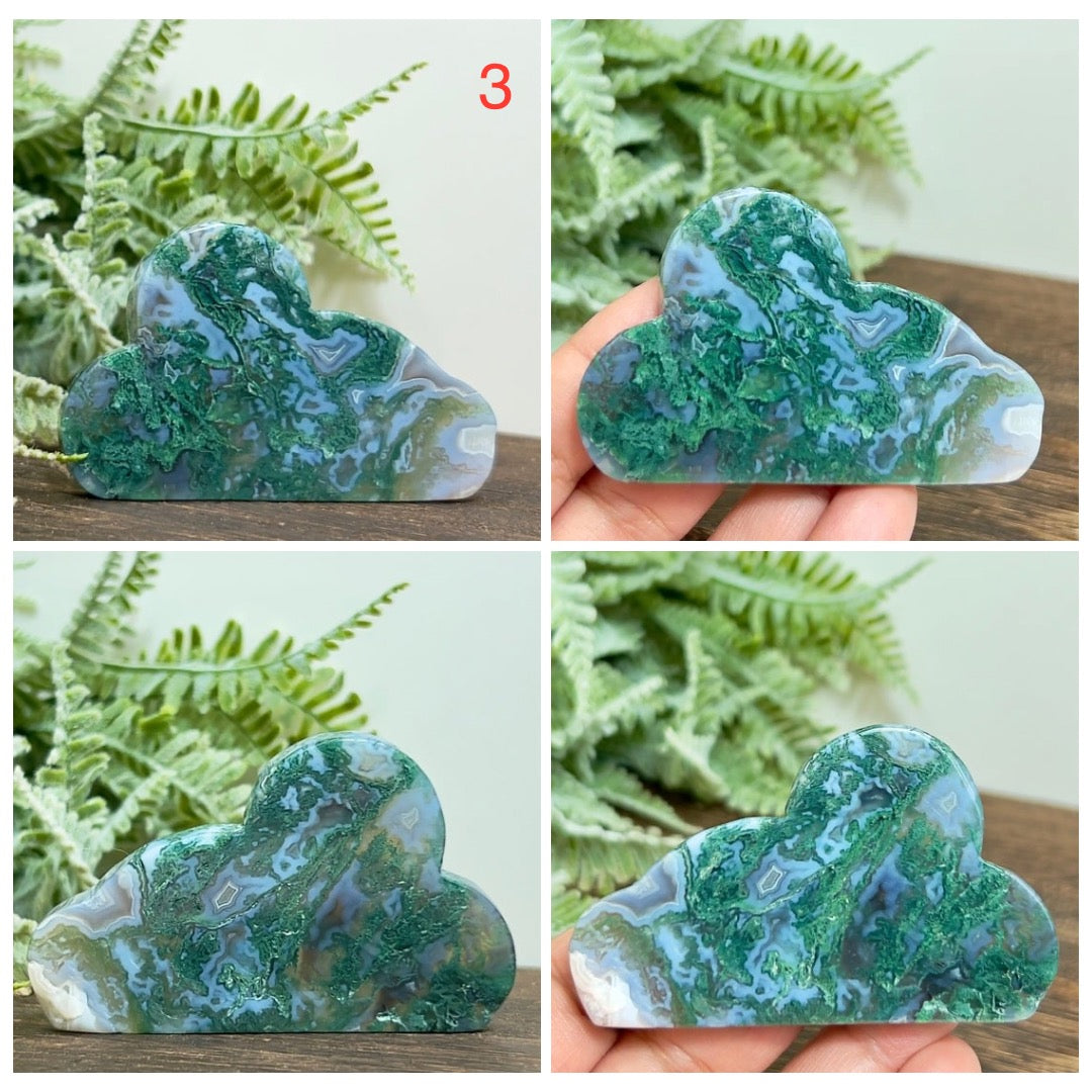 Moss Agate Clouds Self Standing Healing Crystal Carving YOU CHOOSE
