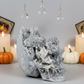 Black Quartz Calcite Skull UV Reactive Large Druzy Crystal 640g