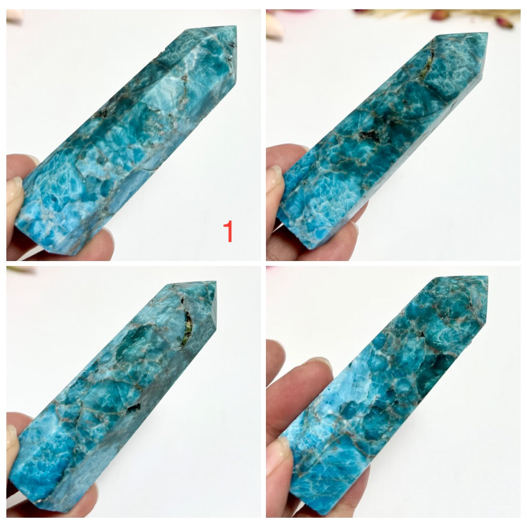 Blue Apatite Points Towers Crystal Generator YOU CHOOSE