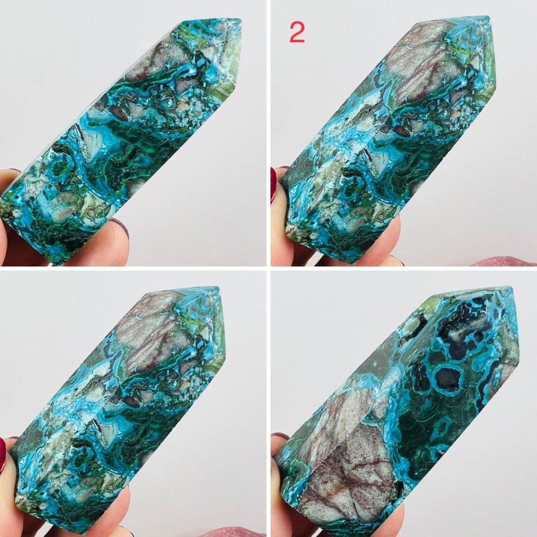 Chrysocolla Malachite Shattuckite Points Towers Crystal YOU CHOOSE