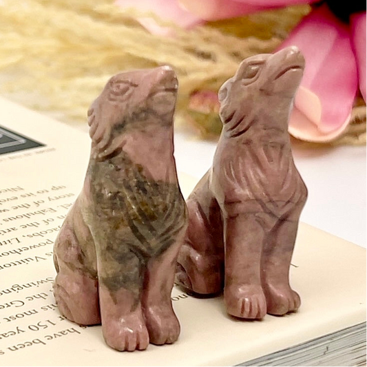 Unakite Jasper Small Wolves Dogs Crystal Carvings YOU CHOOSE