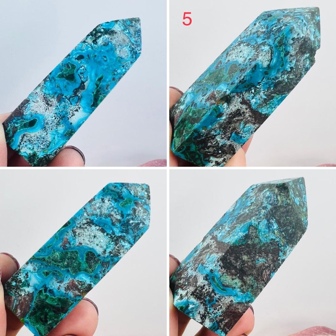 Chrysocolla Malachite Shattuckite Points Towers Crystal YOU CHOOSE