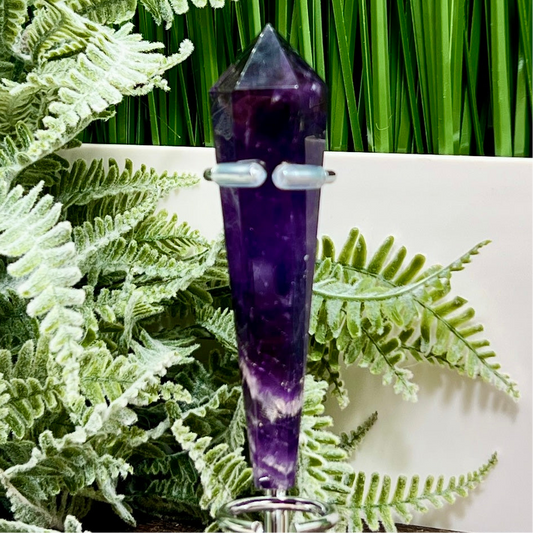 Chevron Dream Amethyst Prism with Stand Healing Crystal Carving 56g