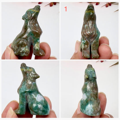 Small Ocean Sea Jasper Wolves Dogs Crystal Carvings YOU CHOOSE