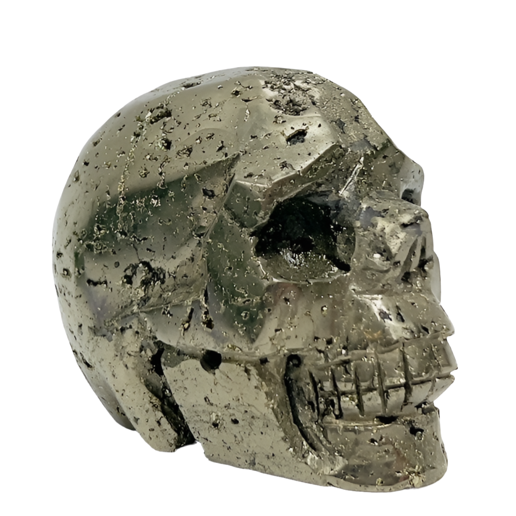Pyrite Fools Gold Skull Healing Crystal Carving 1026g