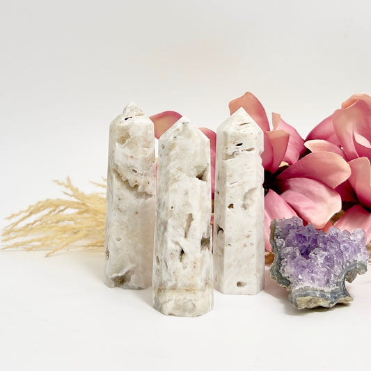 Druzy White Agate Points Towers Crystals YOU CHOOSE